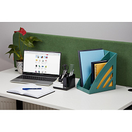 Лоток горизонтальный для бумаг Комус Ницца пластиковый зеленый