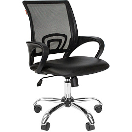 Кресло офисное Easy Chair 304 хром черное (искусственная кожа/сетка, металл)