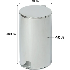 Ведро мусорное Титан 40 л нержавеющая сталь с педалью с крышкой серебристое (58.3x30x30 см)