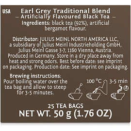 Чай черный Julius Meinl Earl Grey 25 пакетиков (бергамот)