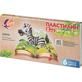 Пластилин классический Луч Zoo 6 цветов 90 грамм