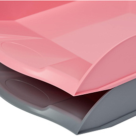 Лоток горизонтальный для бумаг Attache Selection пластиковый красный и серый (2 штуки в упаковке)