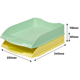 Лоток горизонтальный для бумаг Attache Selection пластиковый зеленый и желтый (2 штуки в упаковке)