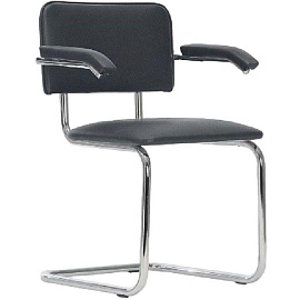 Стул офисный Silwia Arm/Сильвия АРМ черный (искусственная кожа, металл хромированный)