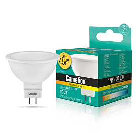 Лампа светодиодная Camelion 5 Вт GU5.3 MR 3000 К 370 Лм матовая (12025)