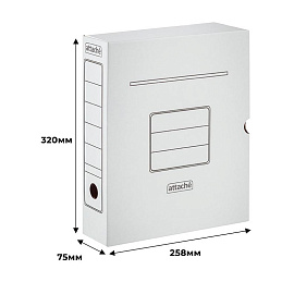 Короб архивный гофрокартон Attache 258x75x320 мм белый до 750 листов (5 штук в упаковке)