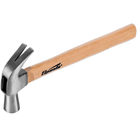 Молоток-гвоздодер столярный Sparta с деревянной рукояткой 450 г (104205)
