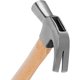 Молоток-гвоздодер столярный Sparta с деревянной рукояткой 450 г (104205)