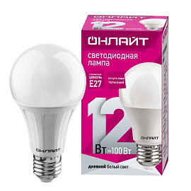 Лампа светодиодная Онлайт 12 Вт E27 A 6500 К 1050 Лм матовая (61141)