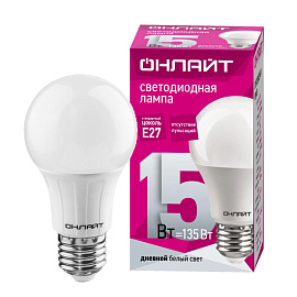 Лампа светодиодная Онлайт 15 Вт E27 A 6500 К 1350 Лм матовая (61151)