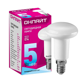 Лампа светодиодная Онлайт 5 Вт E14 R 4000 К 420 Лм матовая (71652)