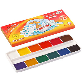 Краски акварельные медовые Гамма Мультики 12 цветов фото Краски акварельные медовые Гамма Мультики 12 цветов