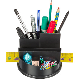 Подставка-органайзер для канцелярских принадлежностей Attache Line 6 отделений черная 10.5x14x14 см