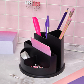 Подставка-органайзер для канцелярских принадлежностей Attache Line 6 отделений черная 10.5x14x14 см