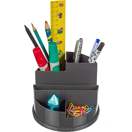 Подставка-органайзер для канцелярских принадлежностей Attache Line 6 отделений серая 10.5x14x14 см