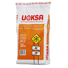 Реагент противогололёдный Uoksa Соль техническая № 3 мешок 25 кг до -10С