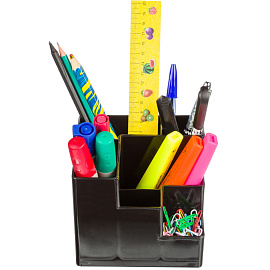 Подставка-органайзер для канцелярских принадлежностей Attache Line 6 отделений черная 10x12x12 см