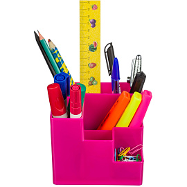 Подставка-органайзер для канцелярских принадлежностей Attache Fantsy 6 отделений розовая 10x12x12 см