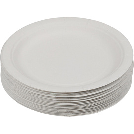 Тарелка одноразовая бумажная Комус Эконом 180 мм белая (50 штук в упаковке)