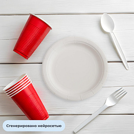 Тарелка одноразовая бумажная Комус Эконом 180 мм белая (50 штук в упаковке)