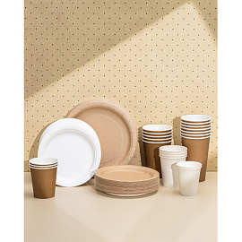 Тарелка одноразовая бумажная Комус Эконом 180 мм белая (50 штук в упаковке)