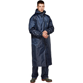 Плащ влагозащитный Тайфун ПВХ на молнии синий (размер 44-46, рост 170-176)