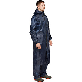 Плащ влагозащитный Тайфун ПВХ на молнии синий (размер 60-62, рост 170-176)