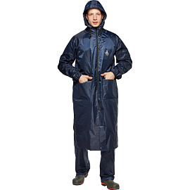 Плащ влагозащитный Тайфун ПВХ на молнии синий (размер 52-54, рост 182-188)