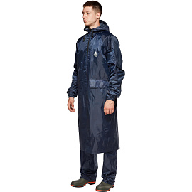 Плащ влагозащитный Тайфун ПВХ на молнии синий (размер 56-58, рост 182-188)