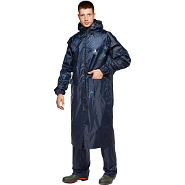 Плащ влагозащитный Тайфун ПВХ на молнии синий (размер 56-58, рост 182-188)