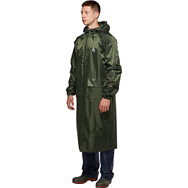 Плащ влагозащитный Тайфун ПВХ на молнии зелёный (размер 48-50, рост 170-176)