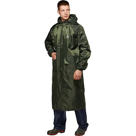Плащ влагозащитный Тайфун ПВХ на молнии зелёный (размер 56-58, рост 170-176)