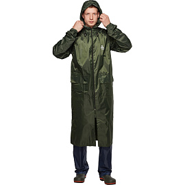 Плащ влагозащитный Тайфун ПВХ на молнии зелёный (размер 48-50, рост 182-188)