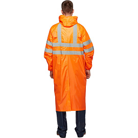 Плащ влагозащитный Тайфун ПВХ на молнии оранжевый с СОП (размер 48-50, рост 170-176)