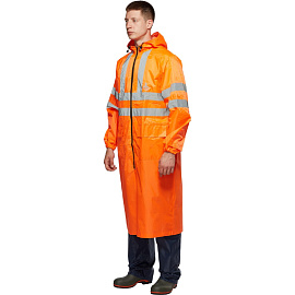 Плащ влагозащитный Тайфун ПВХ на молнии оранжевый с СОП (размер 56-58, рост 170-176)