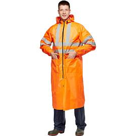 Плащ влагозащитный Тайфун ПВХ на молнии оранжевый с СОП (размер 60-62, рост 170-176)
