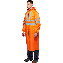 Плащ влагозащитный Тайфун ПВХ на молнии оранжевый с СОП (размер 52-54, рост 182-188)