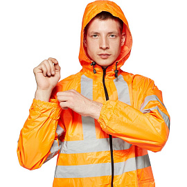 Плащ влагозащитный Тайфун ПВХ на молнии оранжевый с СОП (размер 52-54, рост 182-188)