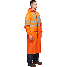 Плащ влагозащитный Тайфун ПВХ на молнии оранжевый с СОП (размер 56-58, рост 182-188)
