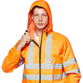 Плащ влагозащитный Тайфун ПВХ на молнии оранжевый с СОП (размер 60-62, рост 182-188)