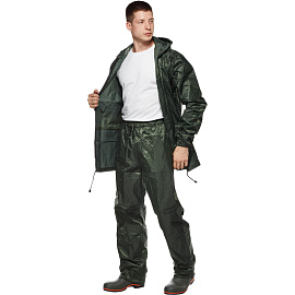 Костюм влагозащитный Тайфун полиэфир с ПВХ покрытием зелёный (размер 48-50, рост 170-176)