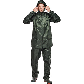 Костюм влагозащитный Тайфун полиэфир с ПВХ покрытием зелёный (размер 52-54, рост 170-176)