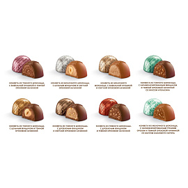Шоколадные конфеты Коркунов Большая коллекция из тёмного и молочного шоколада с фундуком, грецким орехом, миндалем и вафельной крошкой 256 г
