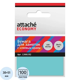 Стикеры Attache Economy 38x51 мм неоновый синий (1 блок на 100 листов)