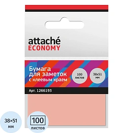 Стикеры Attache Economy 38x51 мм неоновые розовые (1 блок на 100 листов)