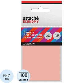 Стикеры Attache Economy 76x51 мм неоновый розовый (1 блок на 100 листов)