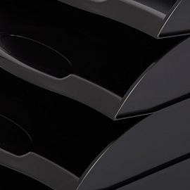 Лоток горизонтальный для бумаг Attache пластиковый черный скругленный 4 отделения (4 штуки в упаковке)