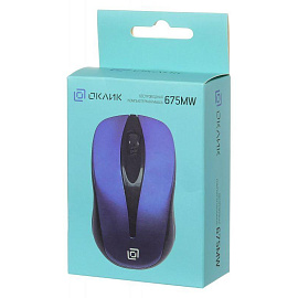 Мышь беспроводная Oklick 675MW черно-синяя