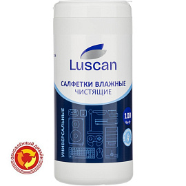 Салфетки влажные для офисной техники LUSCAN (Attache Selection) с антистатическим эффектом (100 штук в тубе)