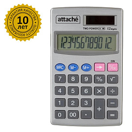 Калькулятор карманный Attache ATC-333-12P 12-разрядный серебристый 105x68x10 мм